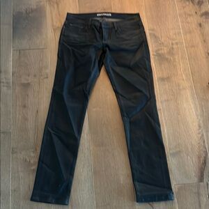 J Brand low rise coated jeans, black, size 29, 31” inseam.